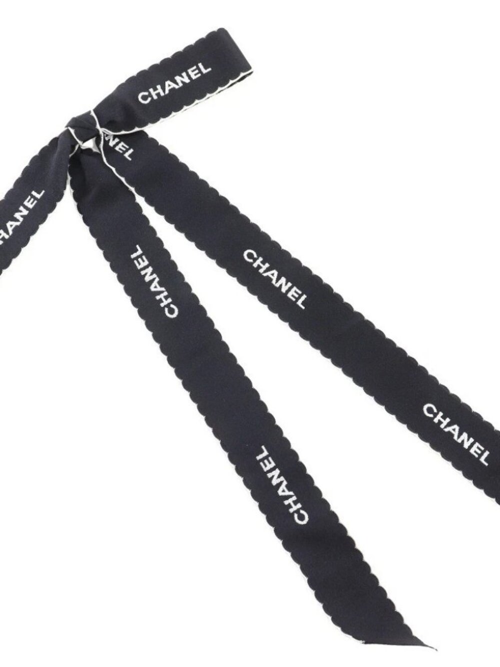 CHANEL ribbon Brooch logo vintage Black / white Satin ribbon 15g Women